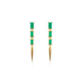 Emerald Linear Baguette Spike Drop Earrings