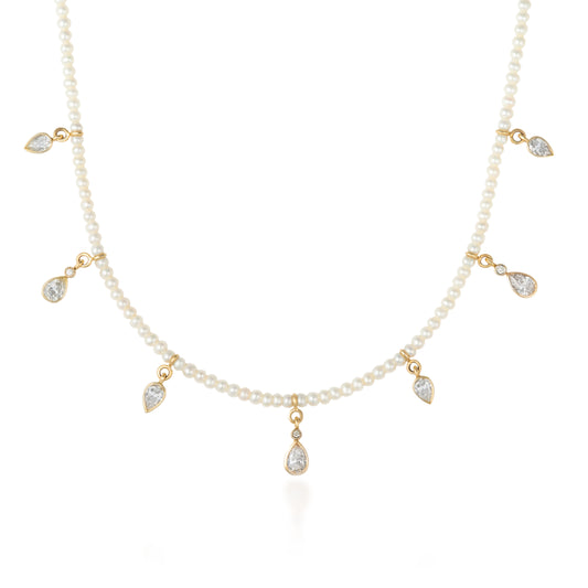 7 Pear Drop Pearl Necklace