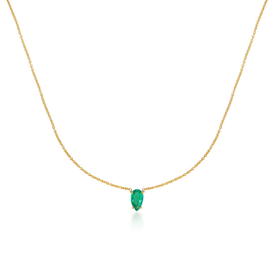 Floating Pear Emerald Necklace