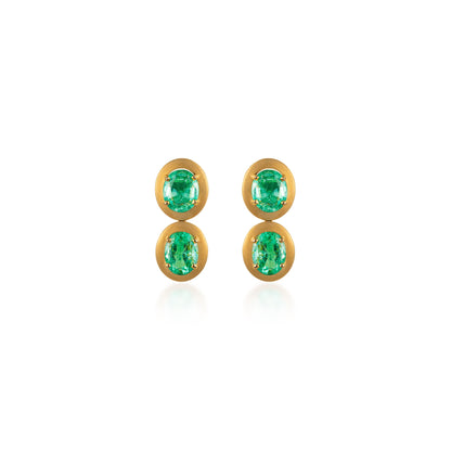 Ishtar Emerald Double Drop Earrings Small