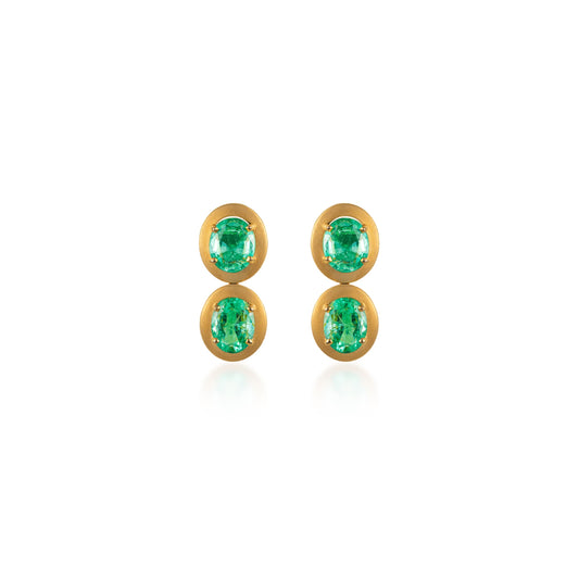 Ishtar Emerald Double Drop Earrings Small