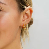 Beaded Huggies with Fancy Color Diamond Drill