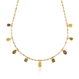 Nine Multi Fancy Shape Drop Necklace