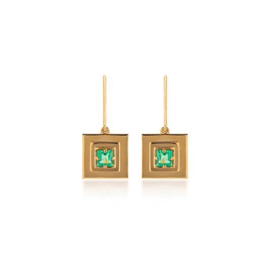 Neith Emerald Princess Cut Dangle Earring