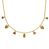 Cartouche Kumaree with Five Fancy Color Diamond Drops and Two Fancy Color Shields