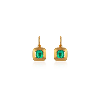 Emerald Drop Hoop Earrings