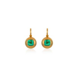 Emerald Sphere Drop Hoop Earrings
