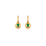 Emerald Sphere Drop Hoop Earrings