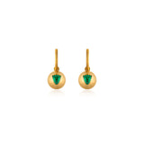 Emerald Sphere Drop Hoop Earrings