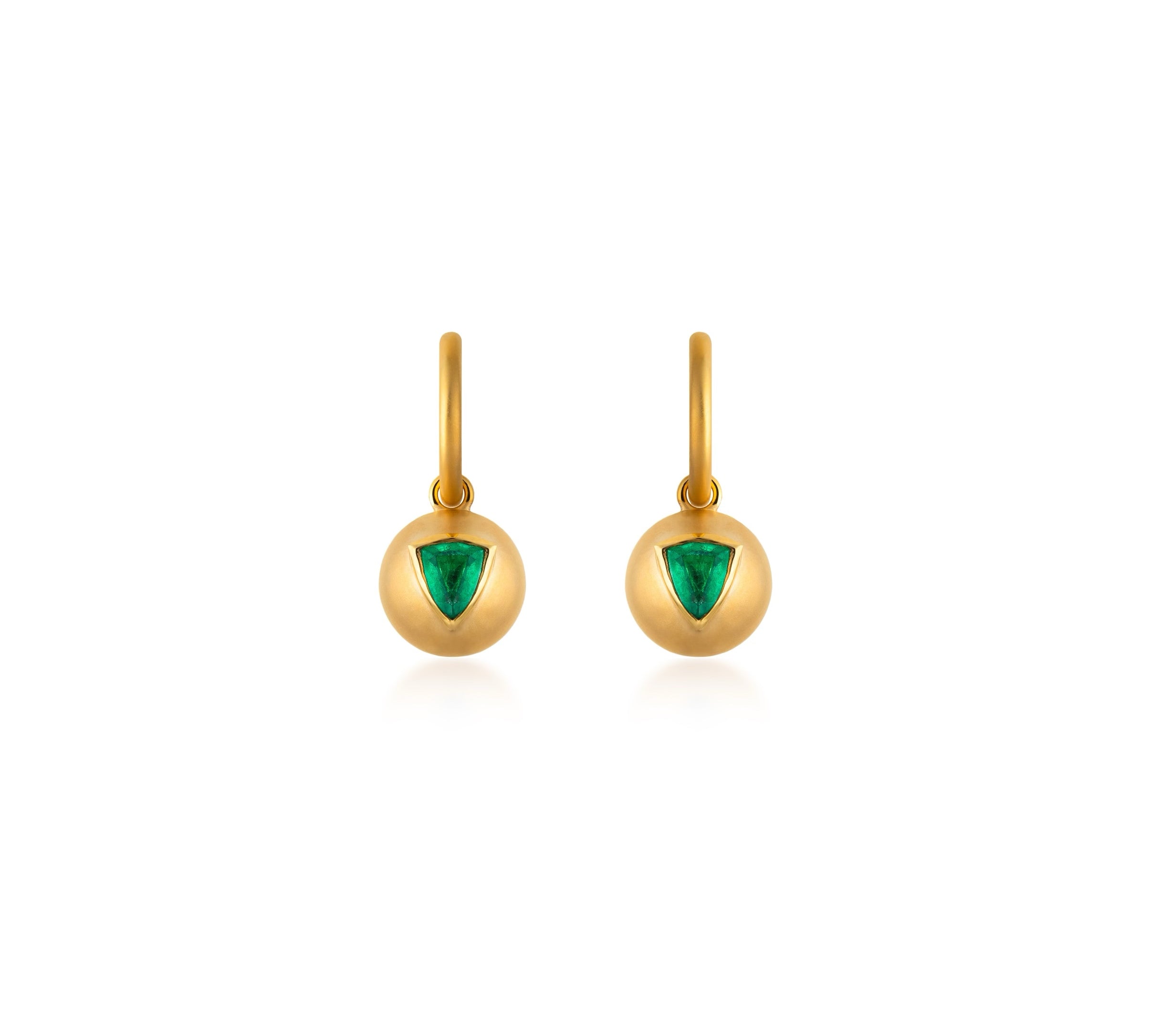 Emerald Sphere Drop Hoop Earrings