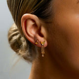 Fancy Color Diamond Petite Twin Pear Chain Drop Stud Earrings