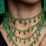 Emerald Bead 11 Marquise Drop Necklace 18"