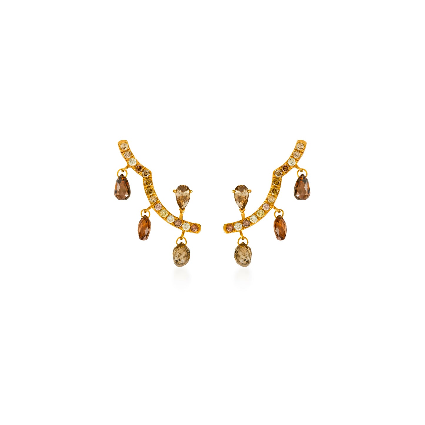 Fancy Color Dancing Drop Diamond Briolette Ear Climbers