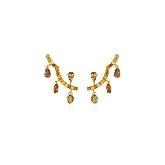 Fancy Color Dancing Drop Diamond Briolette Ear Climbers