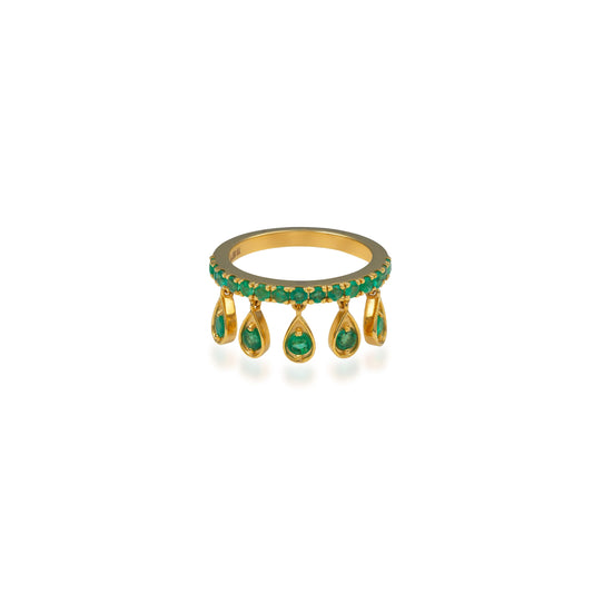 Dancing Emerald Drop Ring