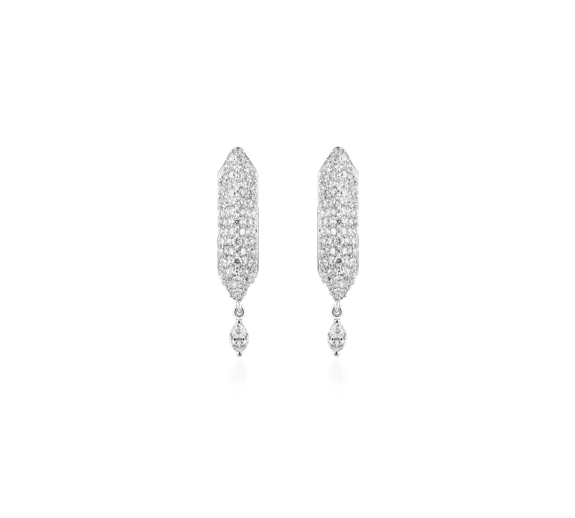 Stardust Diamond Pave Marquis Drop Hoops