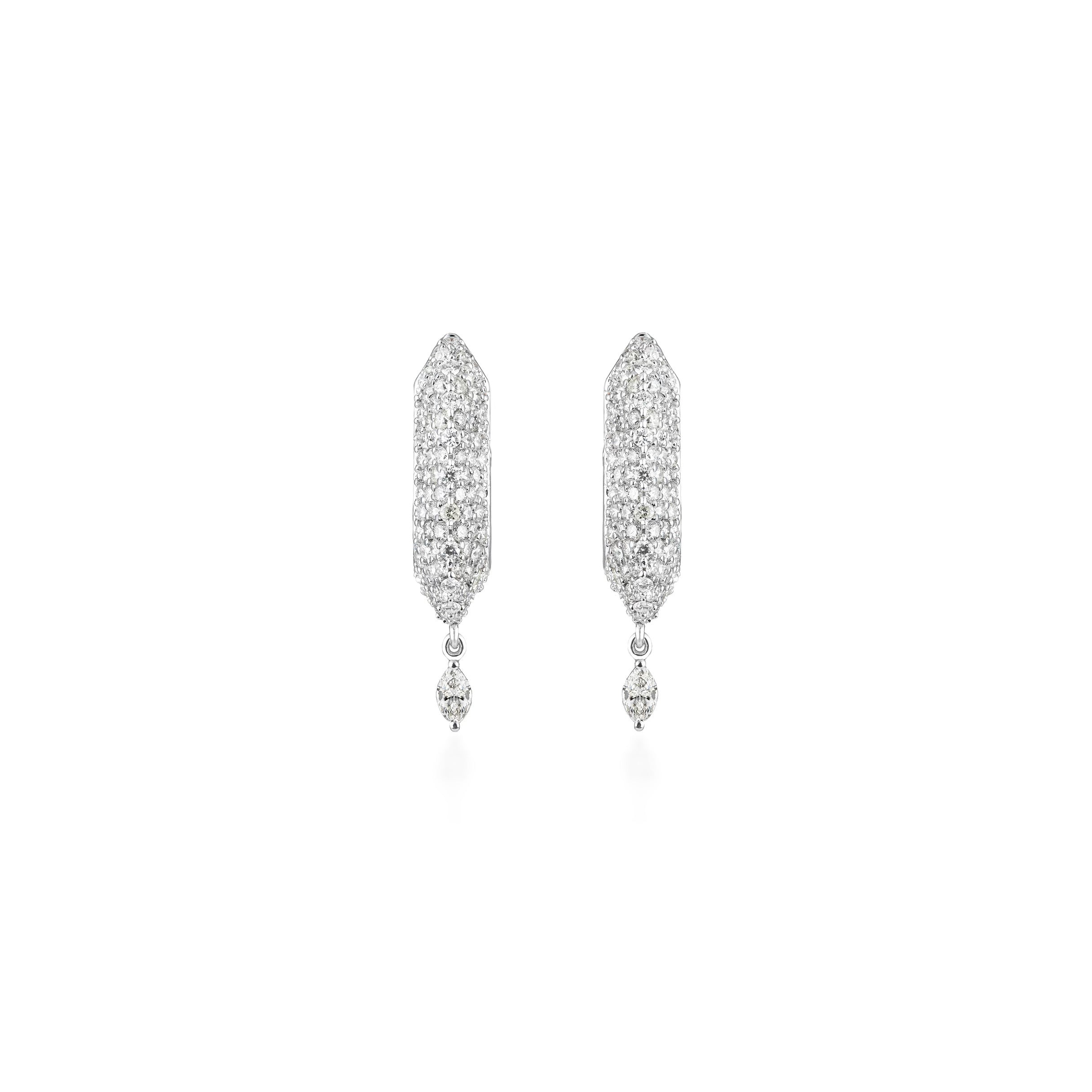 Stardust Diamond Pave Marquis Drop Hoops