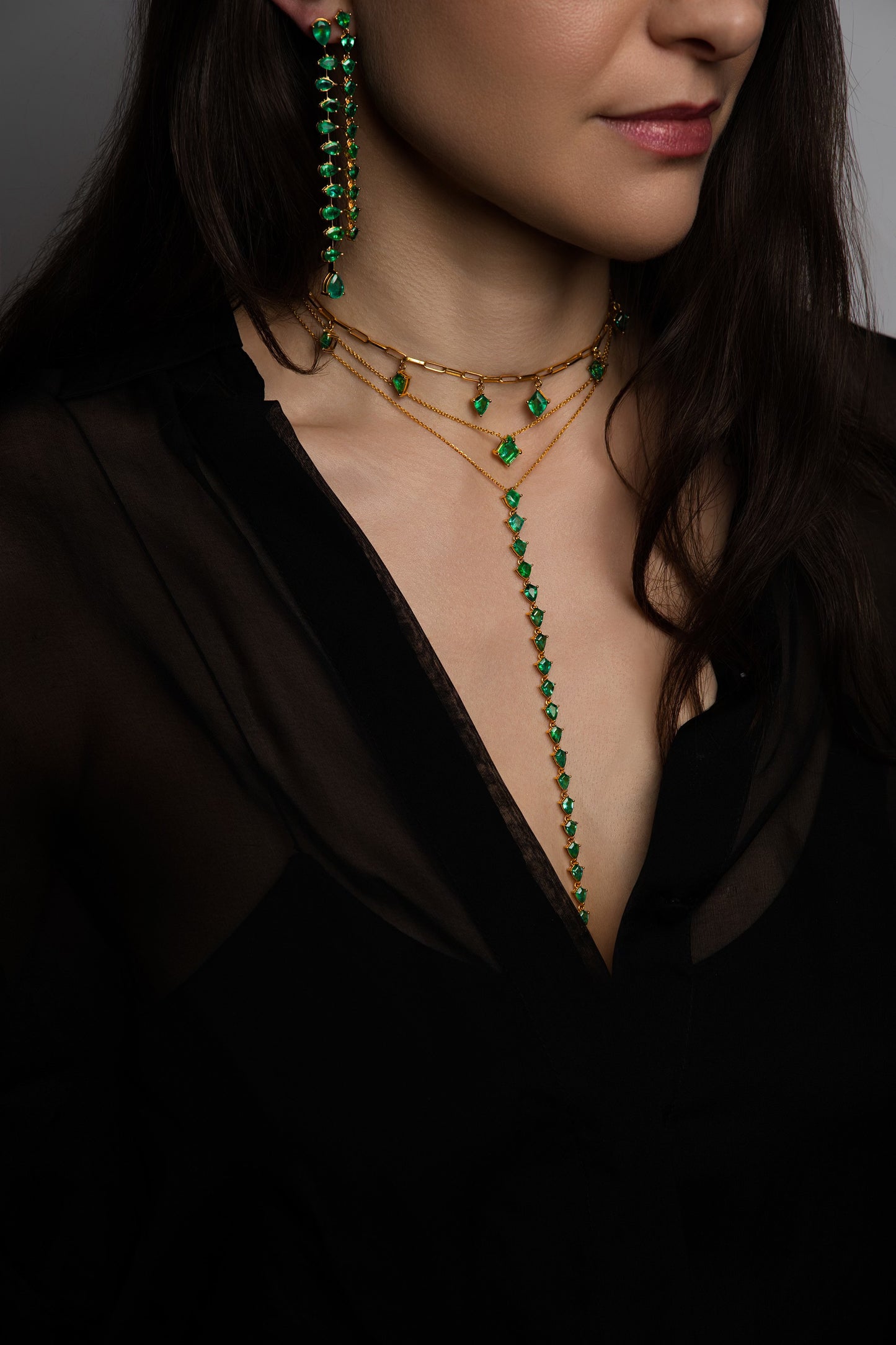 Emerald Lariat Necklace