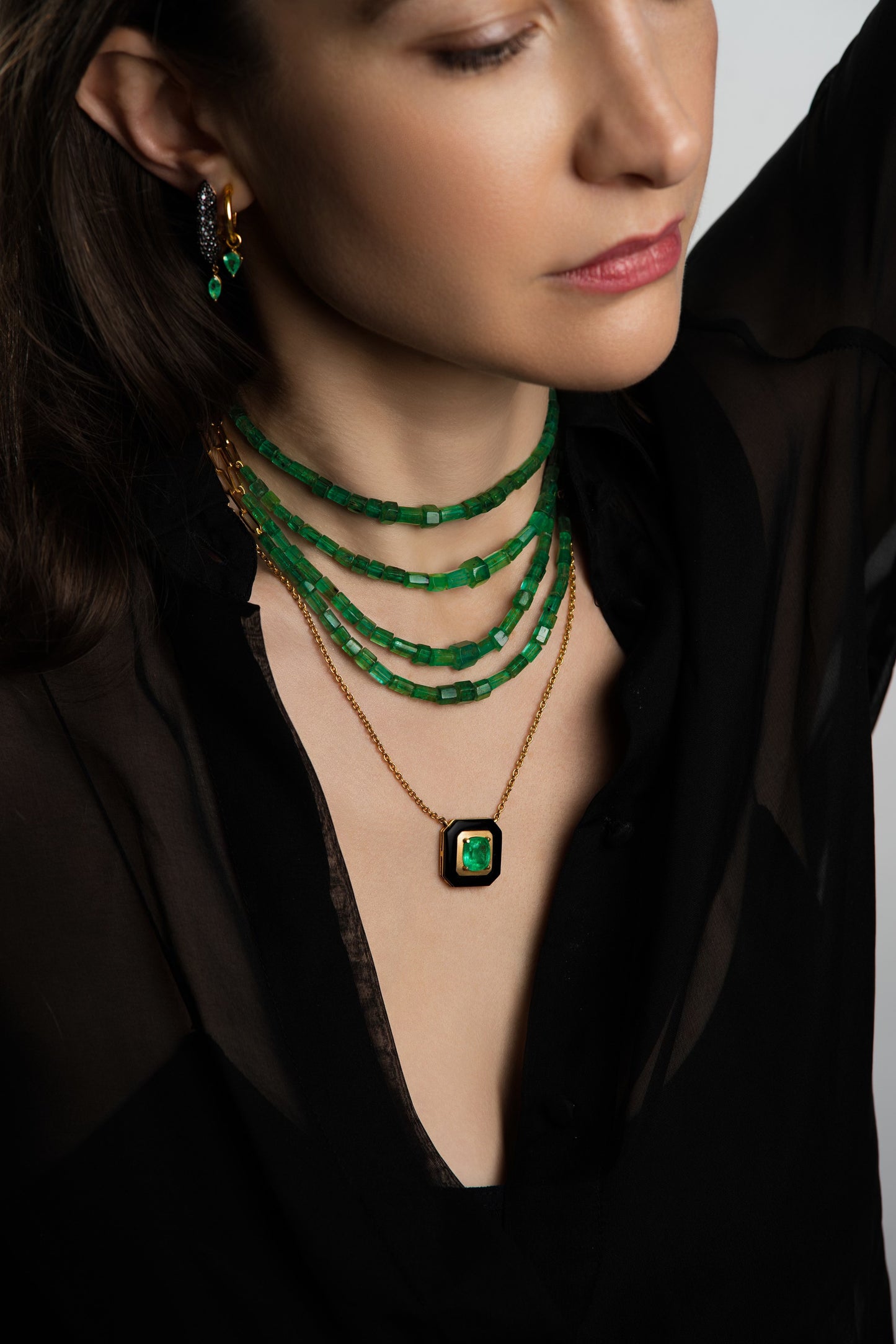 Ishtar Emerald & Onyx Necklace