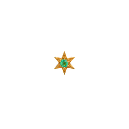 Single Morning Star Emerald Stud Small