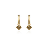 Huggies With Bezeled Shield Diamond Drops