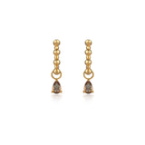 Beaded Huggies With Floating Pear Diamond Drop