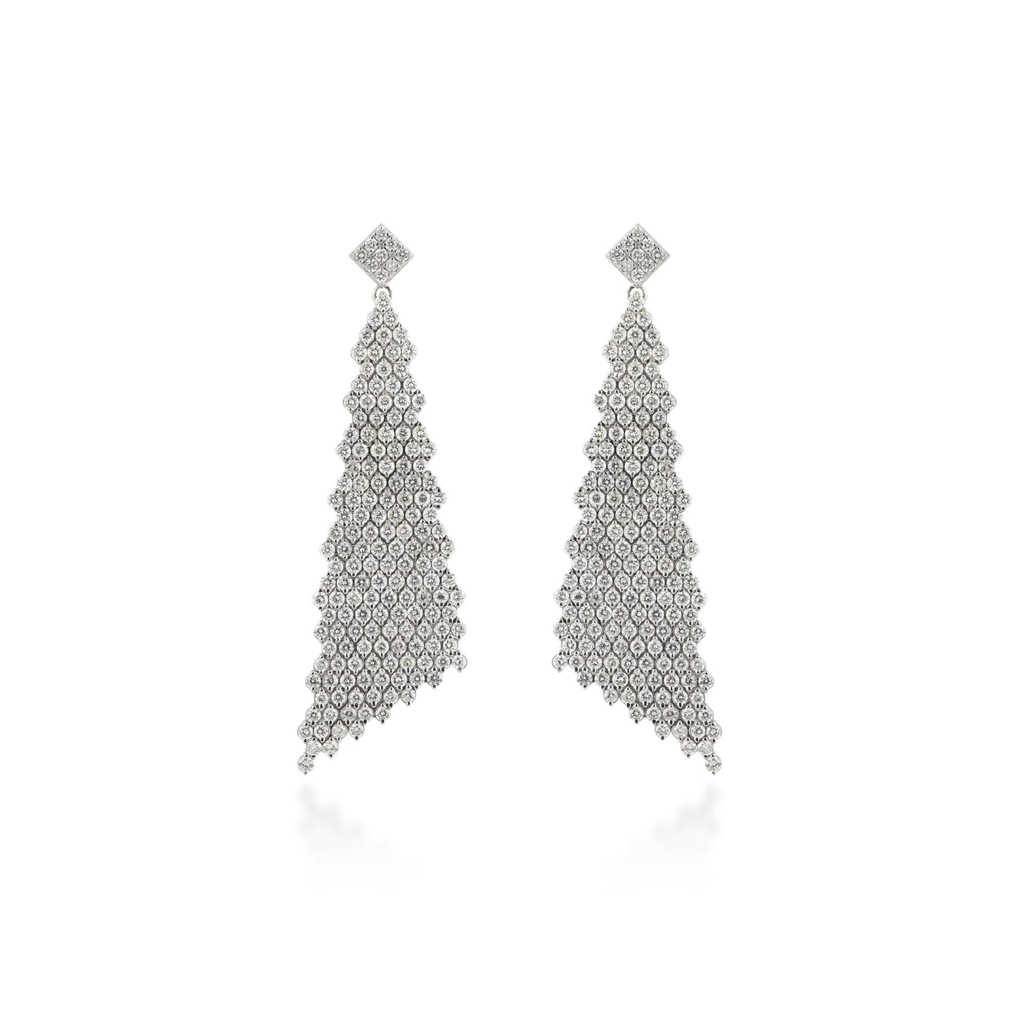 Chainmail Mesh Diamond Earrings