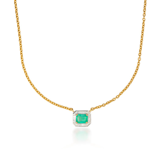 Ishtar Emerald & Diamond Baguette Necklace