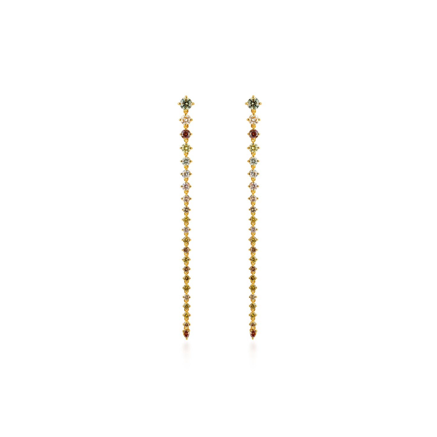 Dancing Linear Fancy Color Diamond Briolette Drop Earrings