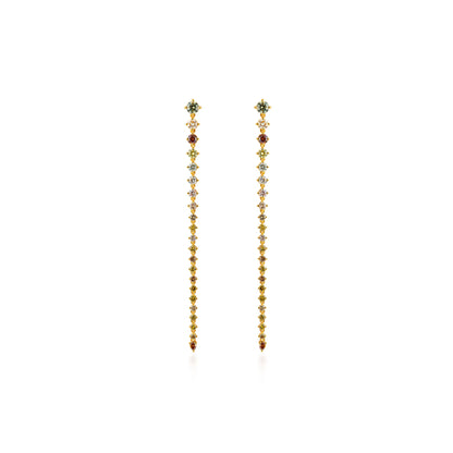 Dancing Linear Fancy Color Diamond Briolette Drop Earrings