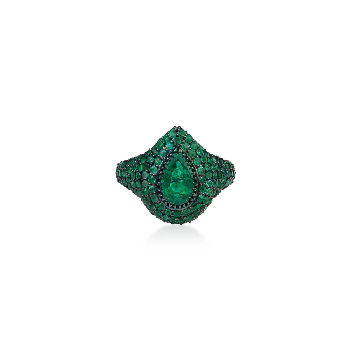 The Gaia Emerald Pear Pave Ring