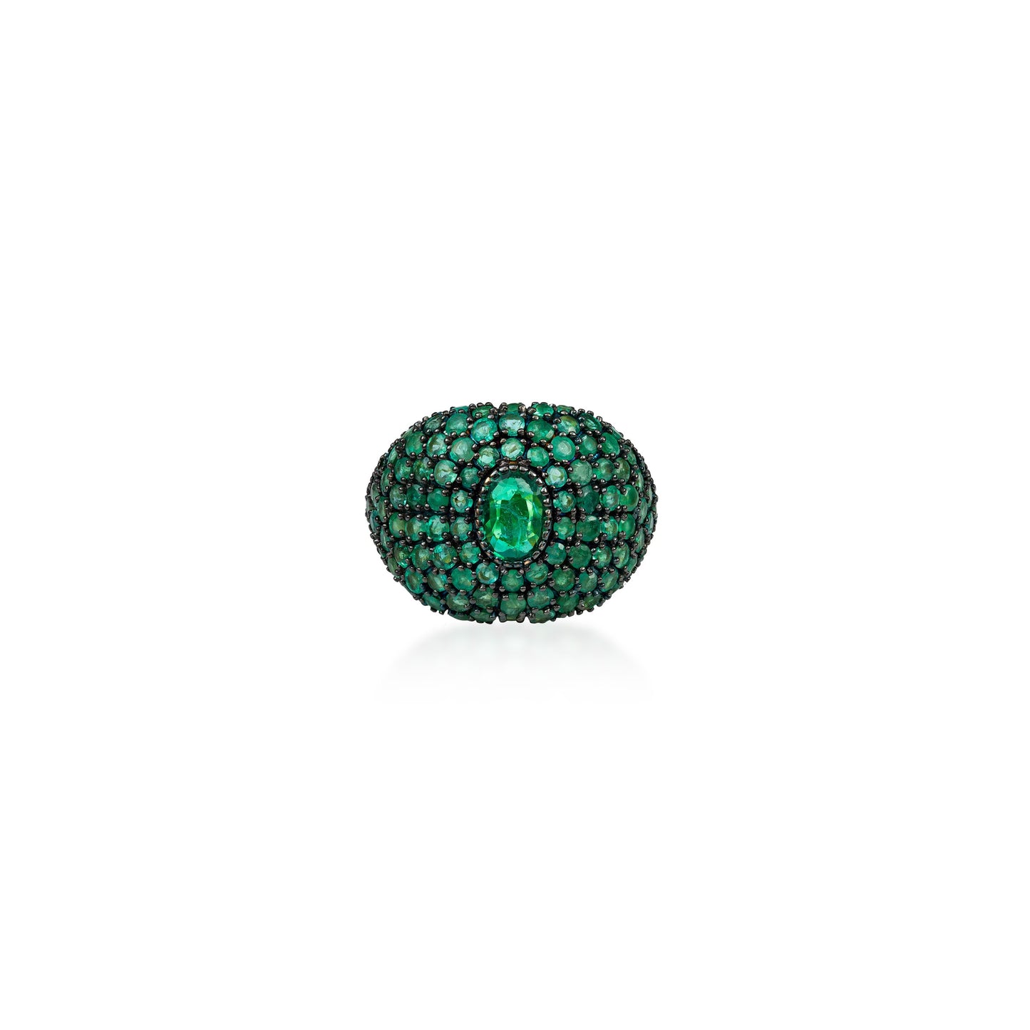 The Gaia Emerald Pave Dome Ring