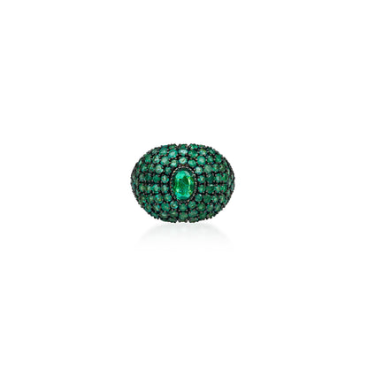 The Gaia Emerald Pave Dome Ring