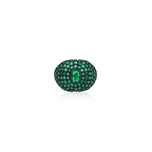 The Gaia Emerald Pave Dome Ring