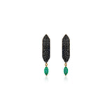 Stardust Black Diamond Pave Emerald Marquis Drop Hoops