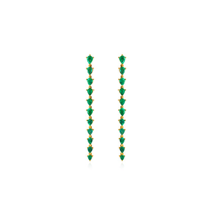 Emerald Long Linear Earrings