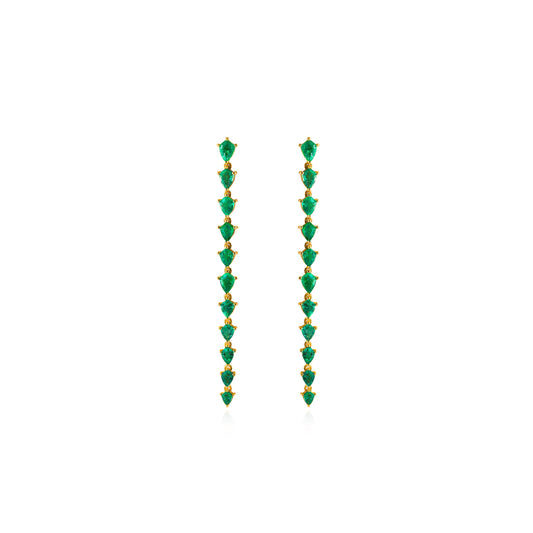 Emerald Long Linear Earrings