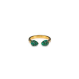 Rhodium-Plated Emerald Pave Gap Ring