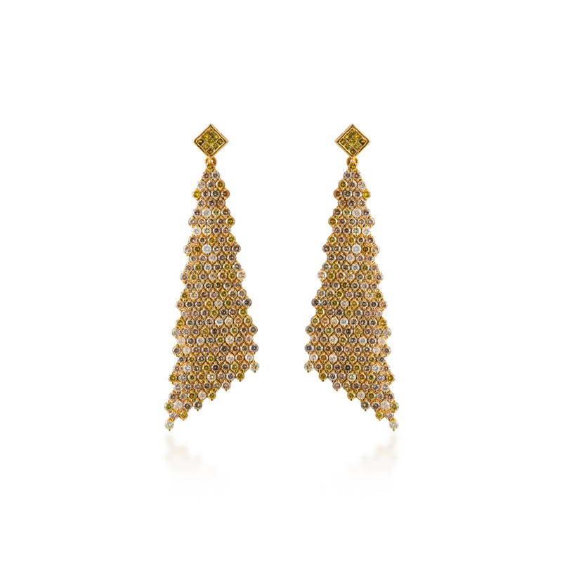 Chainmail Mesh Fancy Color Diamond Earrings
