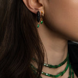 Stardust Black Diamond Pave Emerald Marquis Drop Hoops