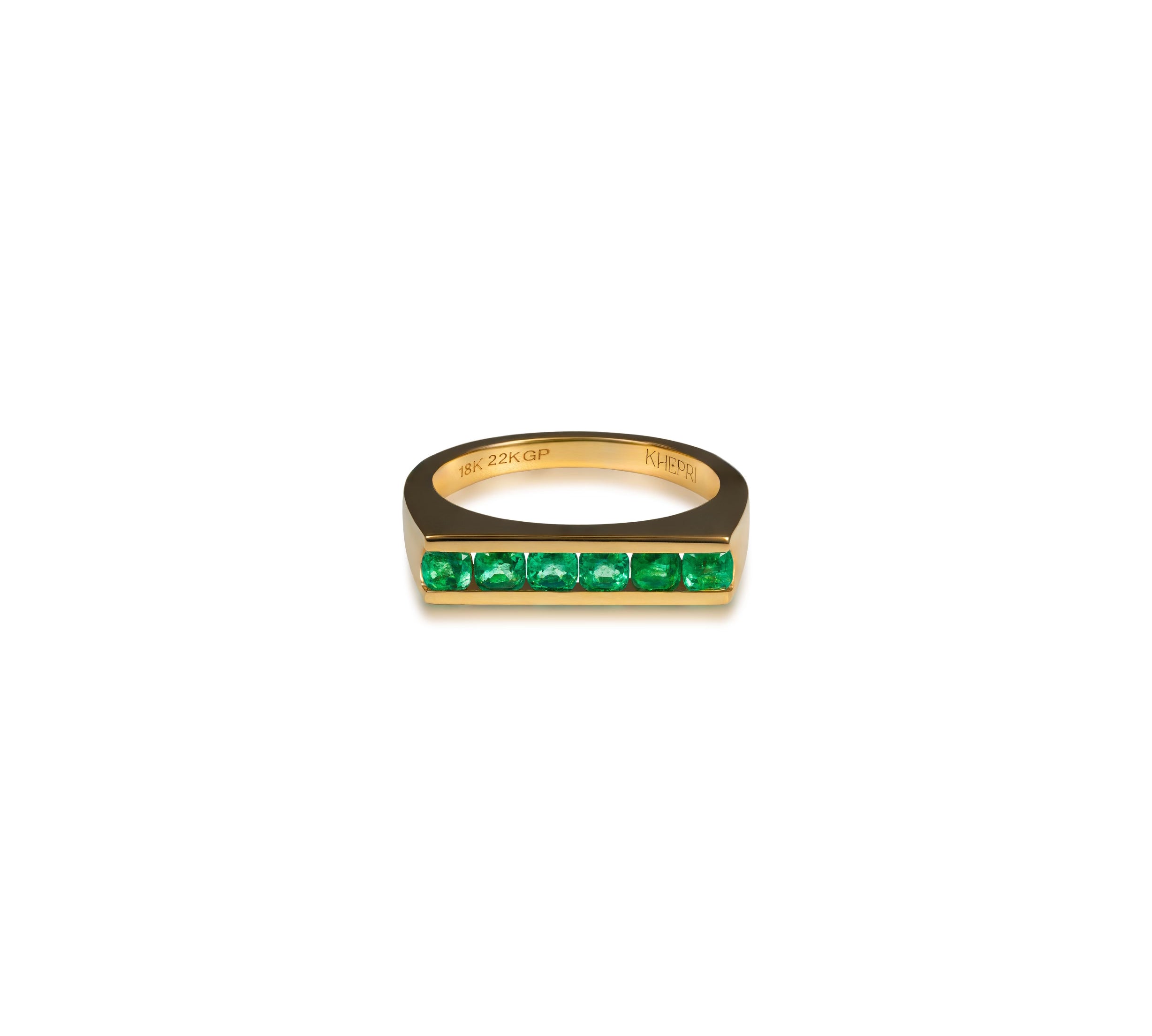 Emerald Channel Bar Ring