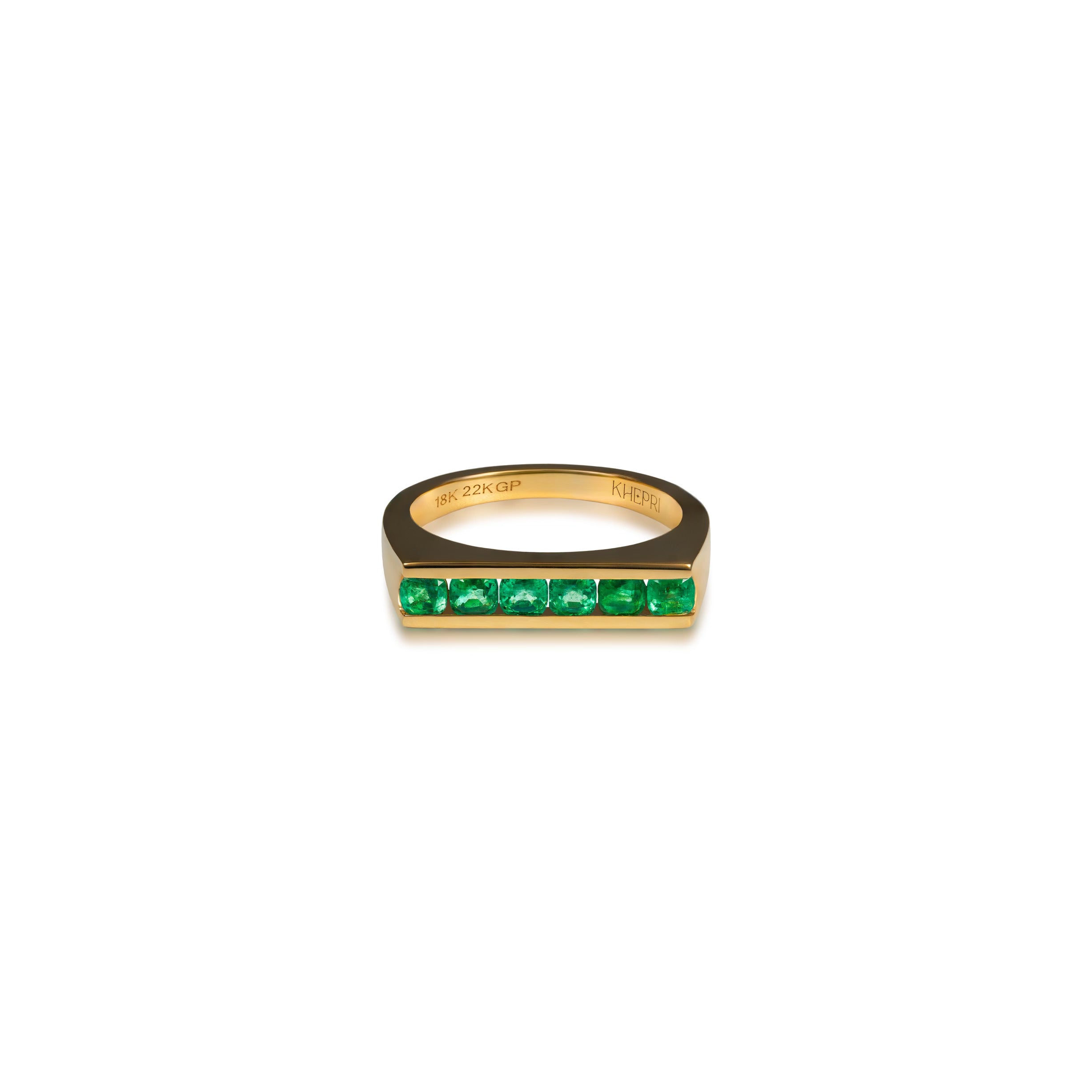 Emerald Channel Bar Ring
