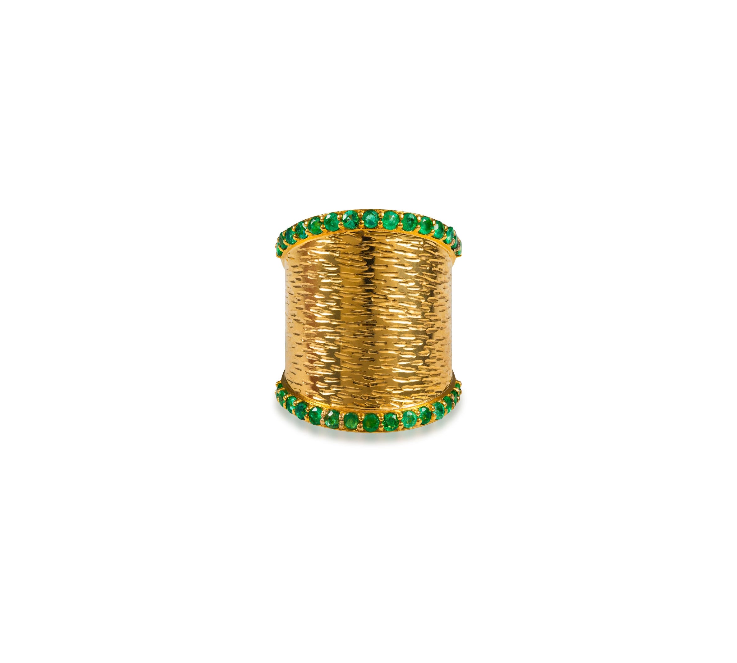 Emerald Edged Texture RIng