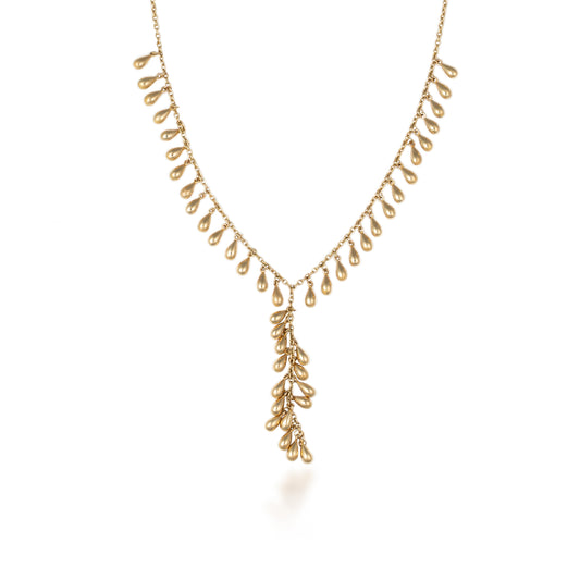 Gold Grape Lariat Necklace
