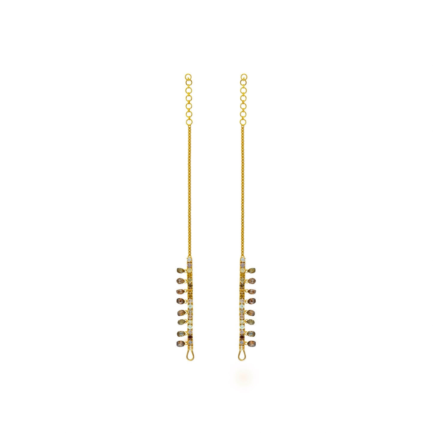 Fancy Color Briolette Ear Chain ( set )