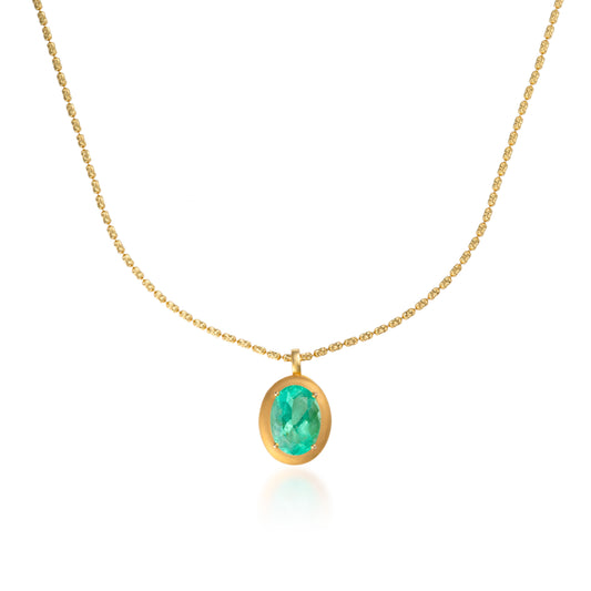 Large Ishtar Emerald Oval Necklace