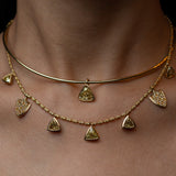 Cartouche Kumaree Five Trillion Fancy Color Diamond & Two Pave Shield Necklace