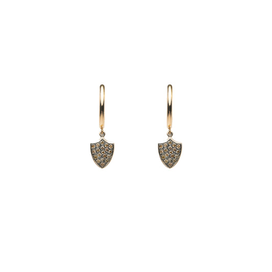 Cognac Diamond Pave Shield Earrings