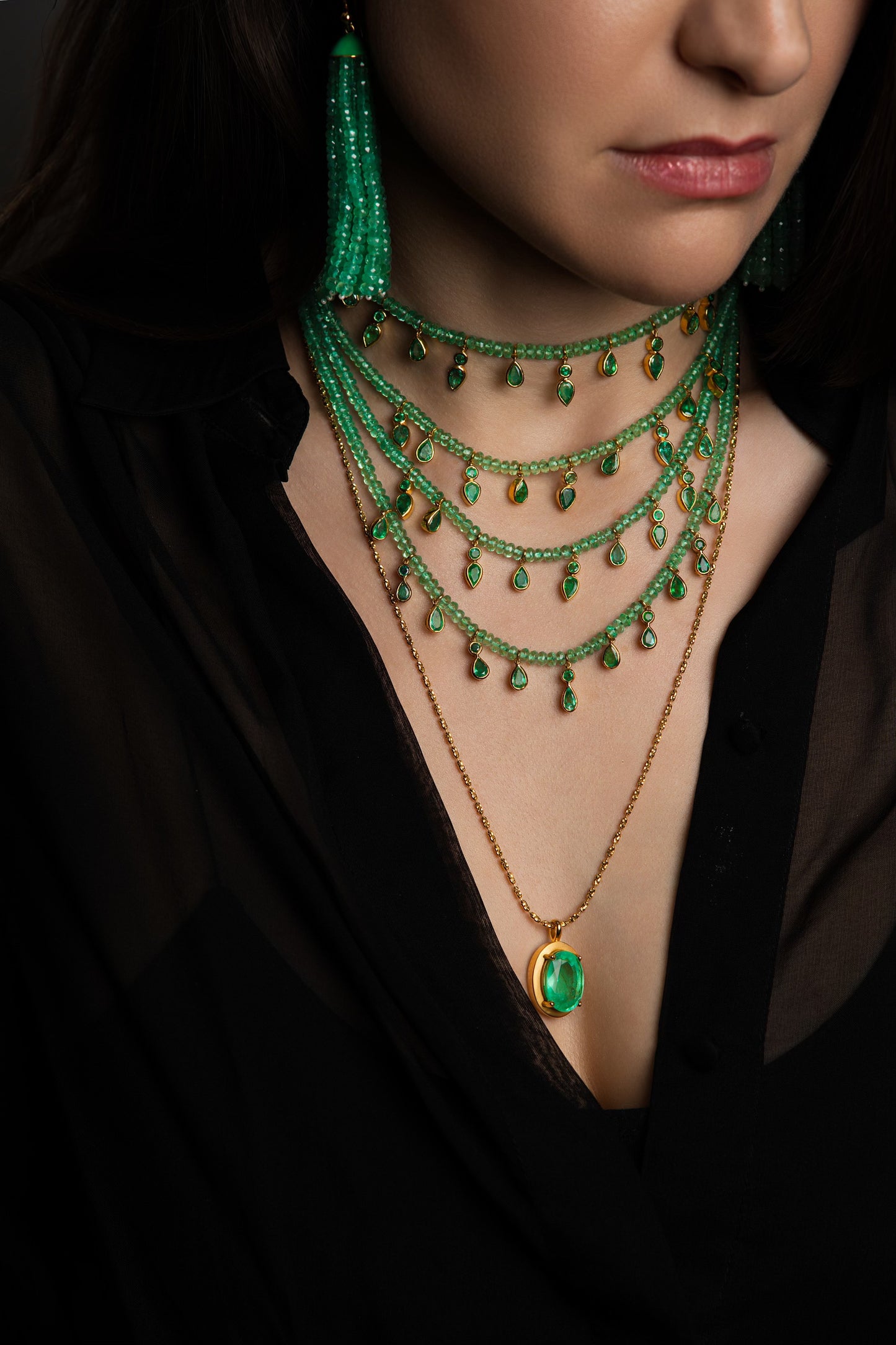 Large Ishtar Emerald Oval Necklace