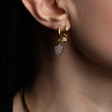 Huggies With Bezeled Shield Diamond Drops